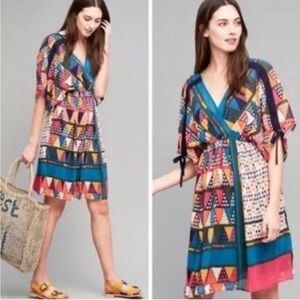 Anthropologie Maeve Colorful Geometric Dress